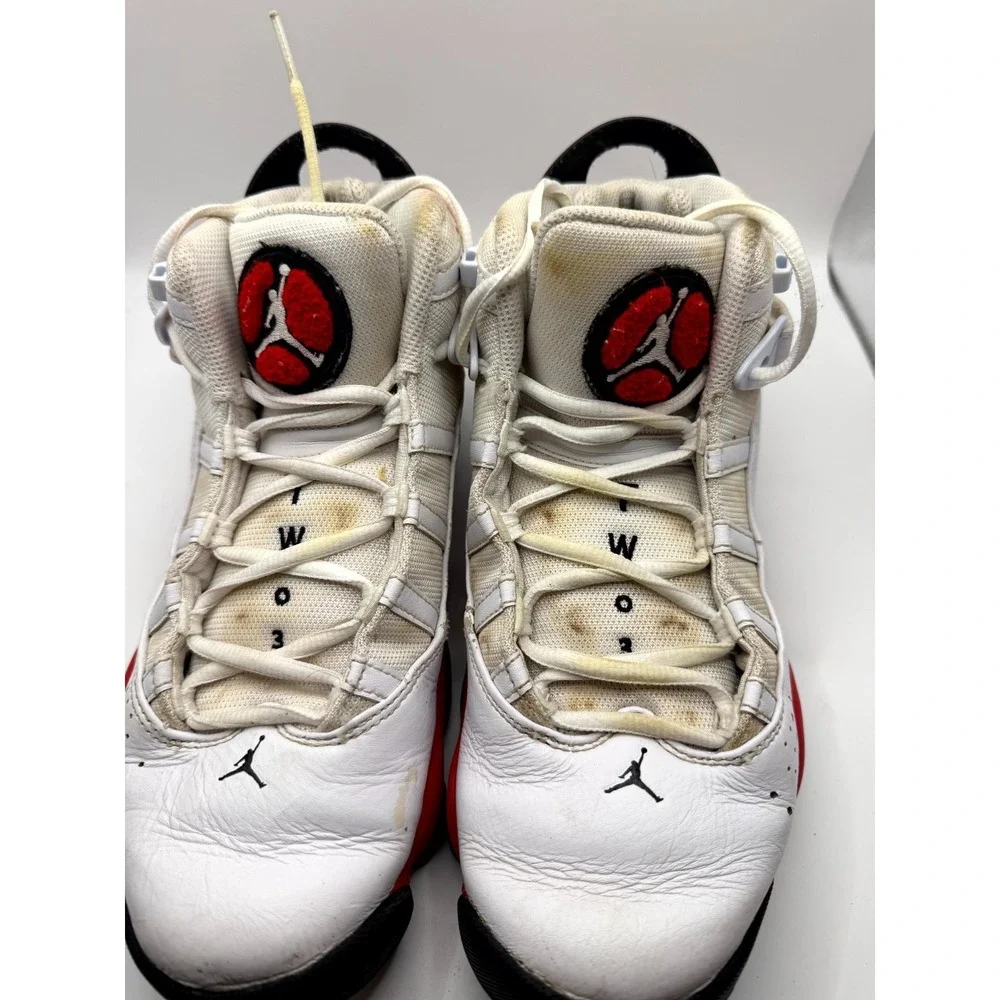 Air Jordan 6 Rings 322992-126 Mens 8.5 Sneaker White Red Cherry Basketball Shoes